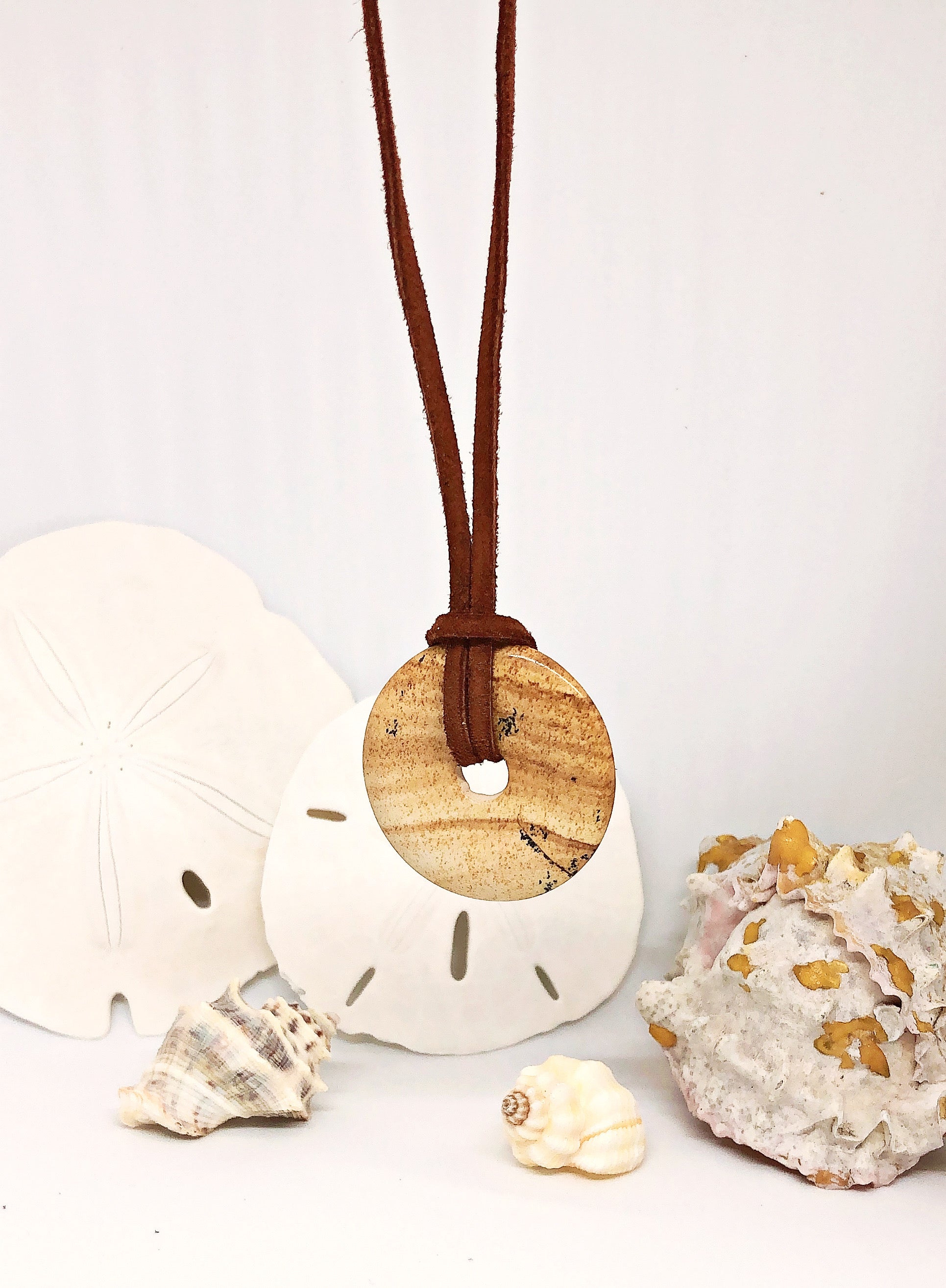 Leather and Natural Stone Pendant