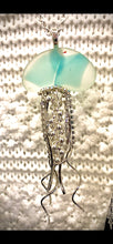 Load image into Gallery viewer, Teal Beaded Jellyfish Pendant
