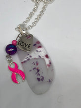 Load image into Gallery viewer, Breast Cancer Ribbon Fused Glass Pendant
