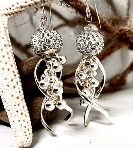Clear Rhinestone Jellyfish Earrings