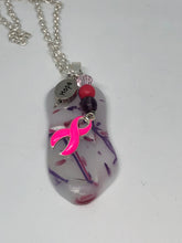 Load image into Gallery viewer, Breast Cancer Ribbon Fused Glass Pendant
