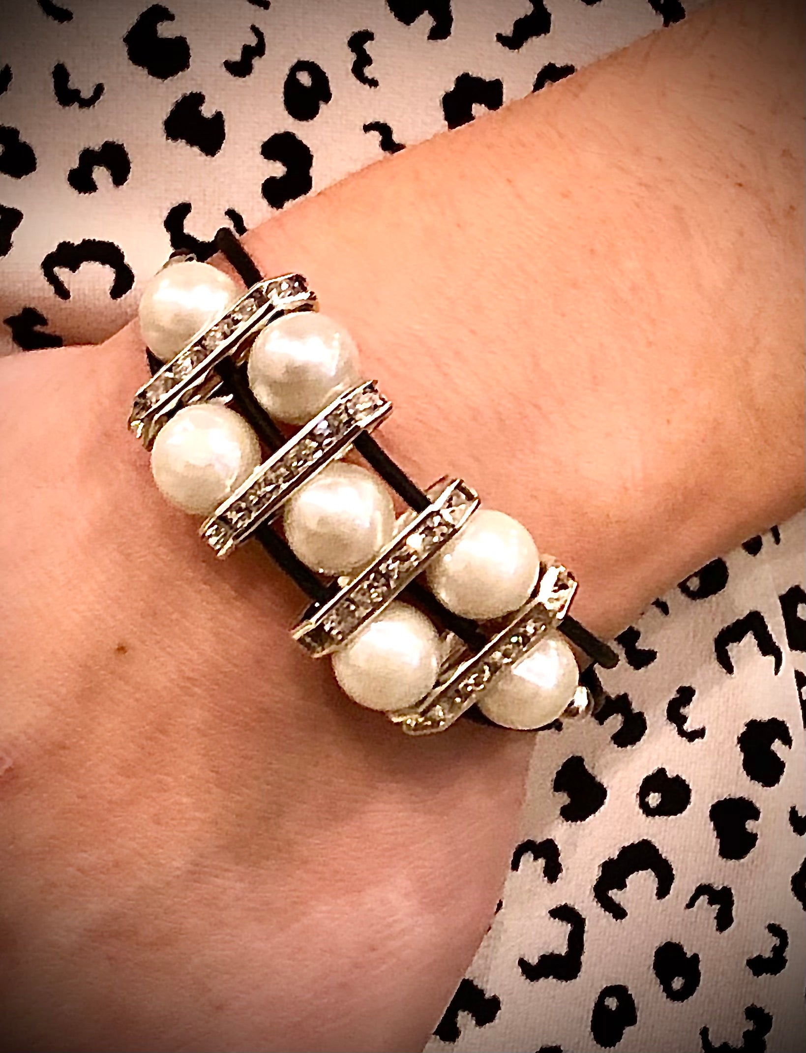 Leather & Pearl Bracelet