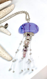 Purple Beaded Pearl Jellyfish Pendant