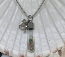 Load image into Gallery viewer, Vial Pendant with Beach Sand, Glass &amp; Horse Charm
